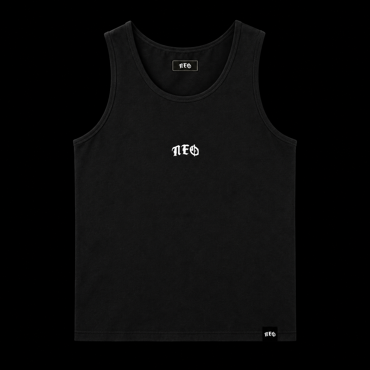 Neo Black Tanktop with the blackletter NEO mark